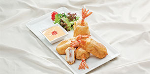 Sake kẹp tôm chiên giòn