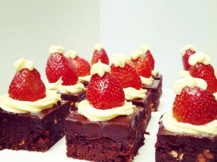 Santa Hat Dark Chocolate Brownies