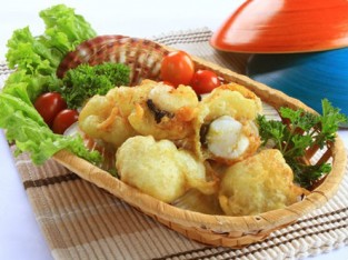 Sò điệp chiên giòn sốt mù tạt