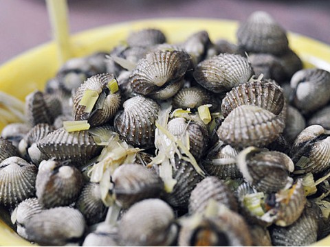 Sò huyết luộc sả