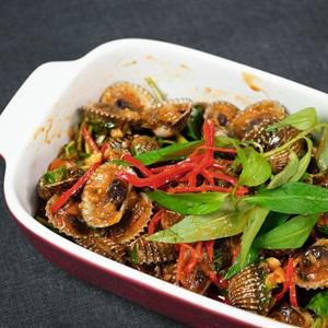 Cách làm sò huyết sốt bơ đậu phộng