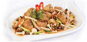 Sườn chiên xốt nấm