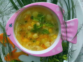 Súp cua hạt sen, bắp xay