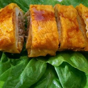 Cách làm tàu hũ ky cuộn nấm