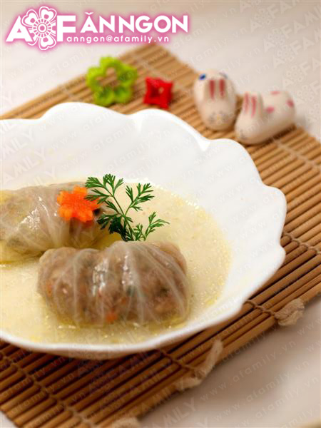 Thanh mát bắp cải cuộn thịt