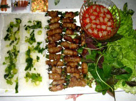 Thịt ba rọi cuốn hẹ