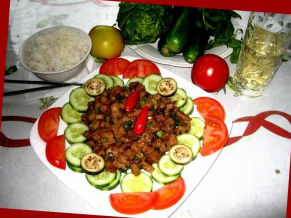 Thịt ba rọi xào mắm ruốc