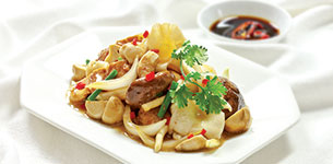 Thịt ba rọi xào nấm