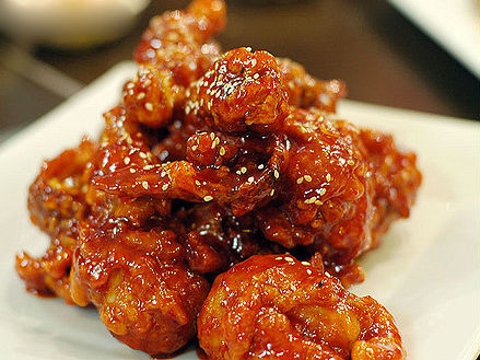 Thịt gà chiên sốt tương, gừng