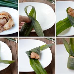 Cách làm thịt gà cuốn lá dứa chiên