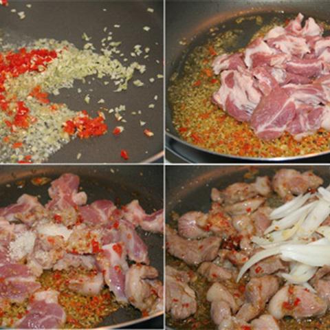 Cách làm thịt heo xào sả ớt
