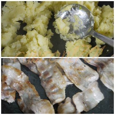 Thịt hun khói cuộn khoai tây và bắp cải