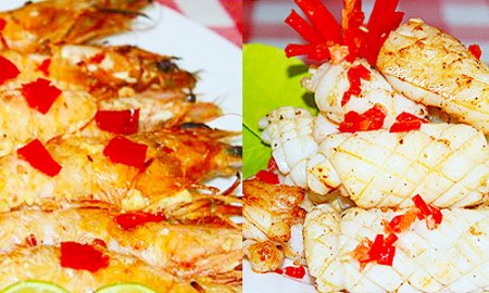 Tôm -  Mực nướng muối ớt