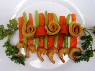 Tôm chay xào rau củ