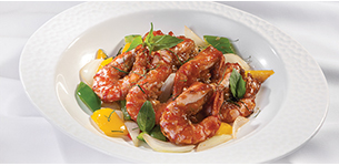 Tôm chiên xóc lá quế