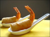 Tôm cuộn hoành thánh chiên