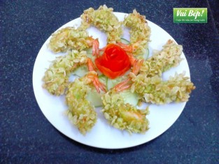 Tôm lăn cốm chiên giòn