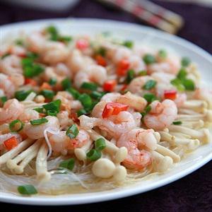 Cách làm tôm nấm trộn miến hấp nước tương