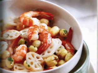 Tôm xào củ sen hạt sen