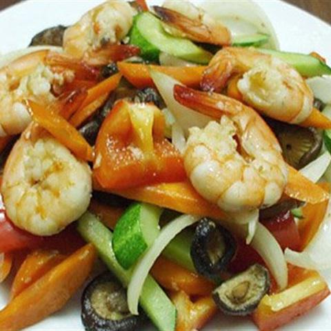 Cách làm tôm xào ngũ sắc