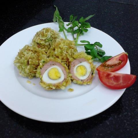 Cách làm trứng chiên cốm dẹp