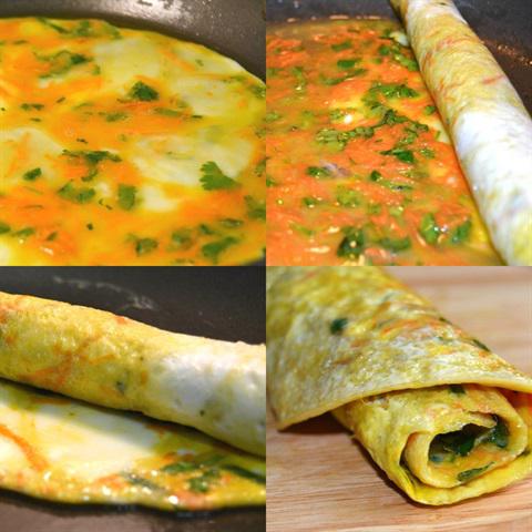 Cách làm trứng cuộn cà rốt băm