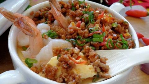 Trứng hấp thịt cay