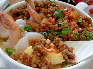 Trứng hấp thịt cay