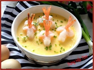 Trứng hấp tôm cho bé