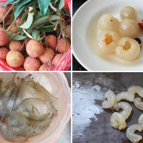 Cách làm vải nhồi tôm hấp