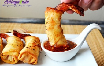 Váng đậu cuộn tôm chiên giòn