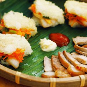 Cách làm xôi chiên kẹp thịt ba chỉ