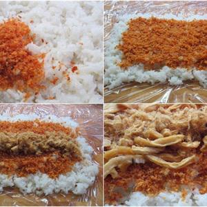 Cách làm xôi cuộn chà bông và bánh quẩy