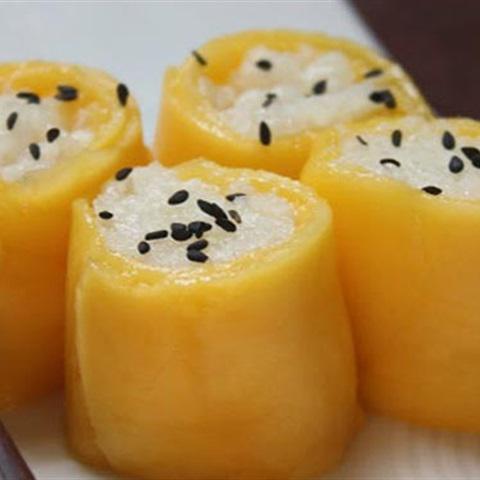 Cách làm xôi cuốn xoài