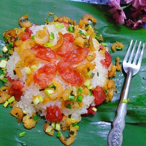 Cách làm xôi lạp xưởng tôm khô