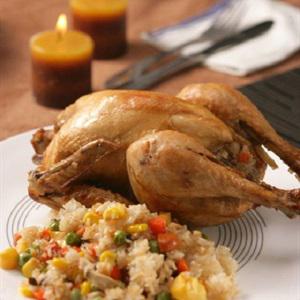 Cách làm xôi ngũ vị nhồi gà nướng muối