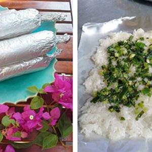 Cách làm xôi ruốc lạp xưởng nướng